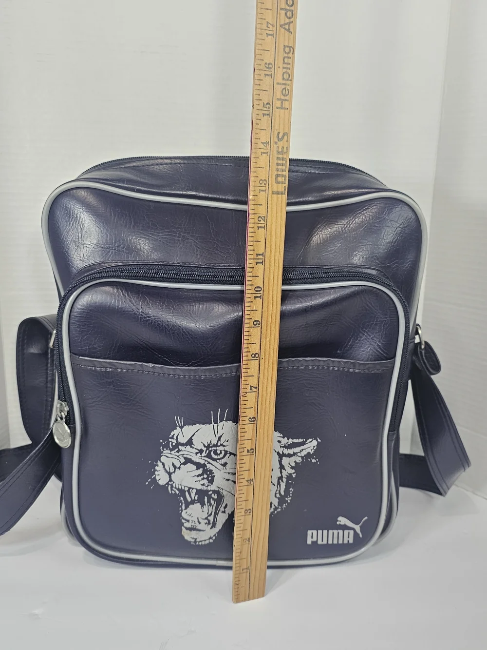VTG PUMA Crossbody Bag Navy Blue 90’s Y2K Retro Vinyl Puma Logo
